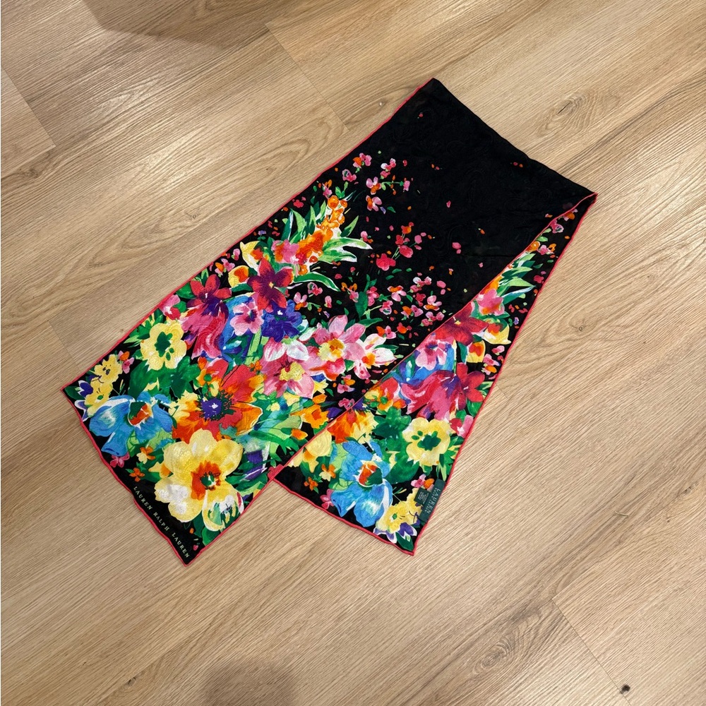 Ralph Lauren Black Floral Scarf